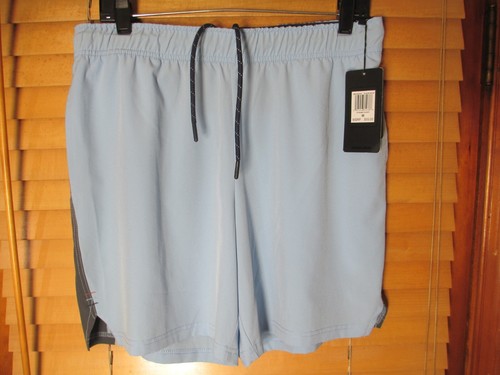 Motion Athletic Men's L 32-36 Placid Blue Gym Shorts Drawstring Elastic Waist