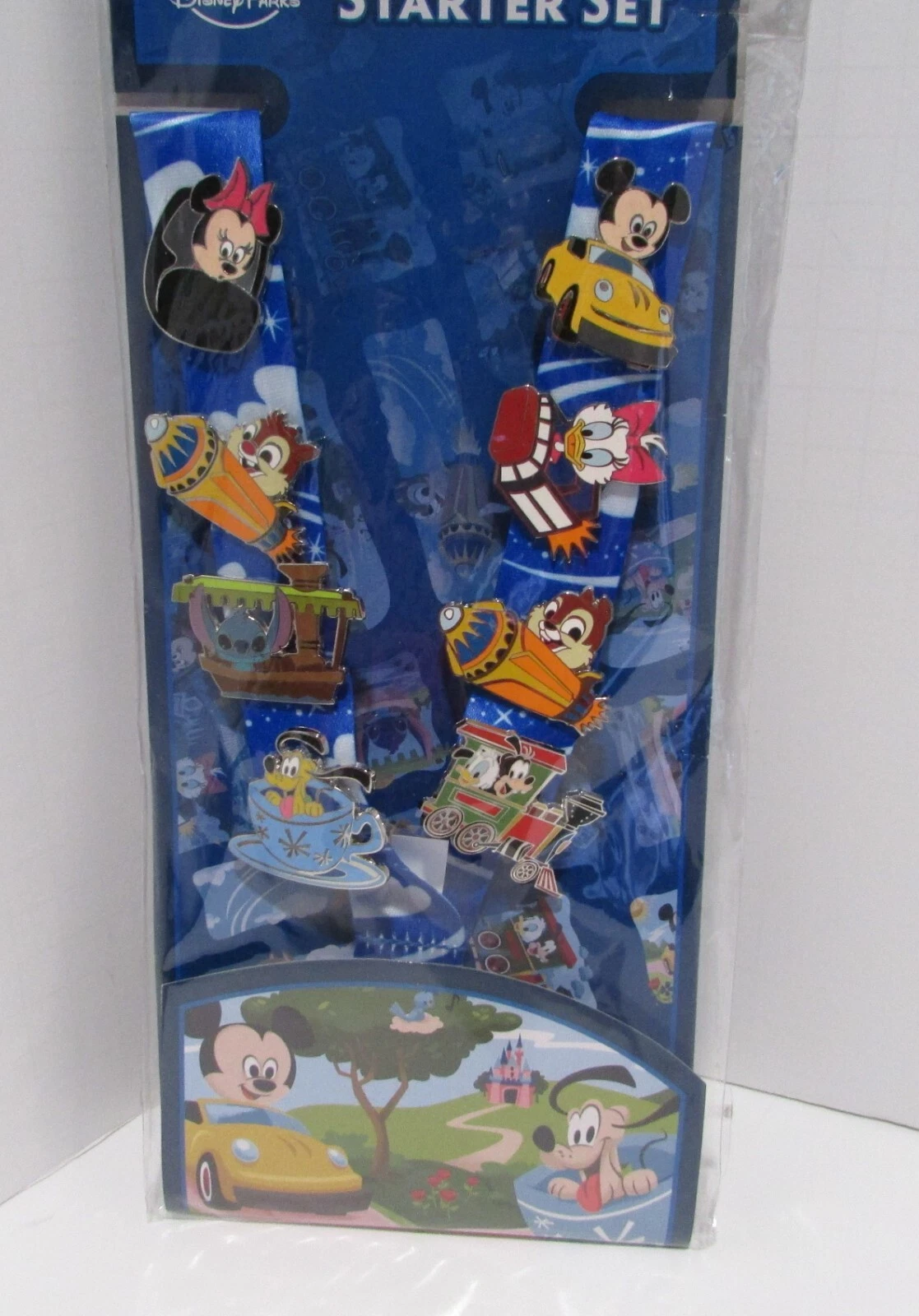 Disney Parks Pin Set of 8 Baby Characters in Vehicle Attraction Rides on Lanyard