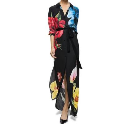Alice and Olivia Chassidy Floral Maxi Shirt Dress in sizes
