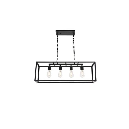 Living District Resolute 4-Light Mid-Century Metal Pendant in Black - Picture 3 of 7