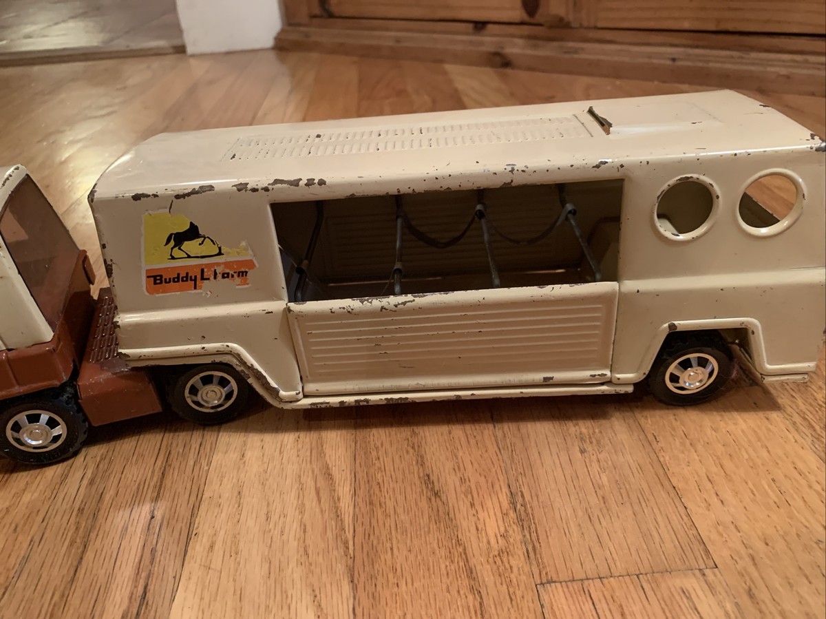 Vintage 1960's Buddy L Farms Horse Truck Pressed Steel Cab