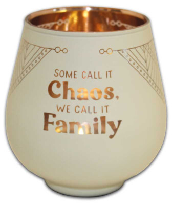 Windlicht aus Glas  - gelaserte Schrift -  Some call it Chaos we Family - KKL10