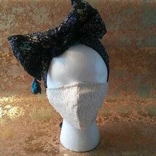 WOMEN'S IVORY LACE COTTON FAUX PEARL STUDDED FACE MASK OSFM
