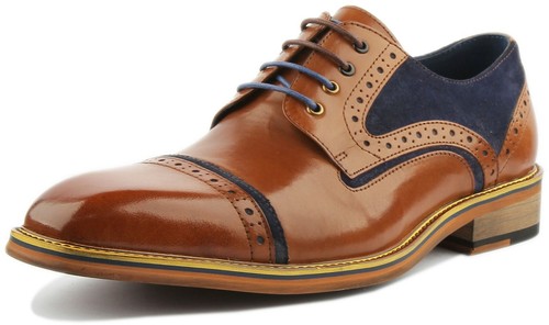 Justin Reece England Dennis Uomo Bicolore Pelle Scarpe Eleganti Misura UK 6 - 14 - Foto 7 di 13