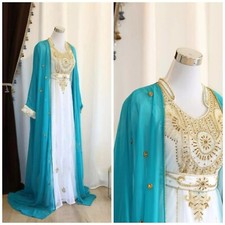 SALE  Moroccan Georgette Farasha Abaya Dubai Long Hand Work Kaftan Gown Fancy
