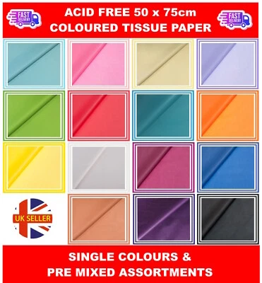MUSTBEBONKERS Coloured Tissue Paper Luxury 18GSM Retail Present Gift Wrapping Sheets - 50x75cm