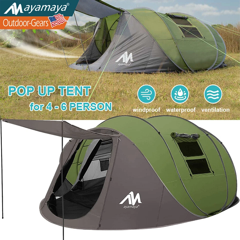AYAMAYA 4-6 Person Automatic Instant Pop Up Camping Tent Outdoor Waterproof Double Layer