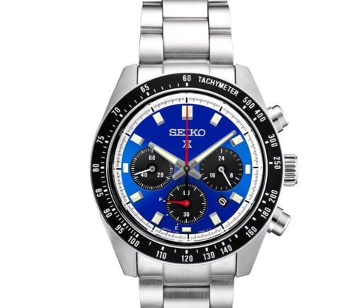 Seiko SSC931 SpeedTimer Watch Light Blue Dial Solar Chronograph 100 Meter