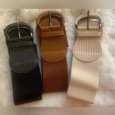 3769 3 Pack Women\'s Vintage Wide Elastic Stretch Waist Belt Waistband 3 Pack Women Wide Elastic Waist Belt, Vintage Dresses  main image 3