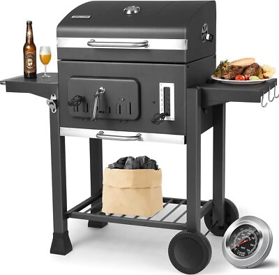 XXL Kohlegrill Wagen BBQ Grillwagen Holzkohle Grill Holzkohlegrill Doppelablage
