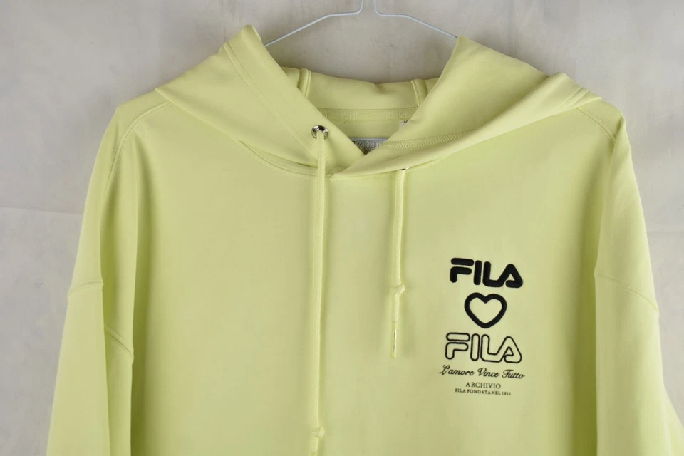 Sudadera con Capucha Fila Mujer Amarillo Estampado Gráfico Talla M Gran Tamaño Línea Blanca Deportes Gimnasio Foto 2 de 4