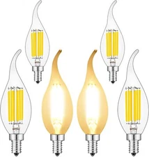 BRIMAX E12 LED Candle Light Bulbs Dimmable Flame Tip Chandelier Bulbs 60W 600lm