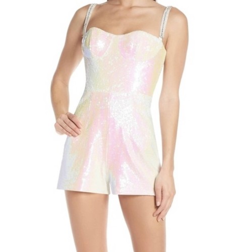 Cassandra Stone by Mac Duggal Size 10 Sequin Rhinestone Romper w/ Dress $400 - Picture 5 of 14