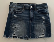 LN AMERICAN EAGLE OUTFITTERS Super Stretch Distressed Denim Jean Skirt Size 2