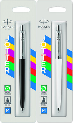 Parker Jotter Ballpoint Pen Set Stainless & Black & White New In Pack