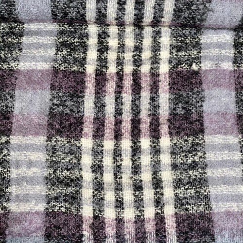 Vintage Tartan Shawl Purple Mix Plaid With Tasselled Ends Very Good Condition - Picture 4 of 4