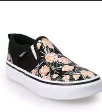 vans asher slip on Palm Floral Girls Kids Shoes Size 3.5 Missy