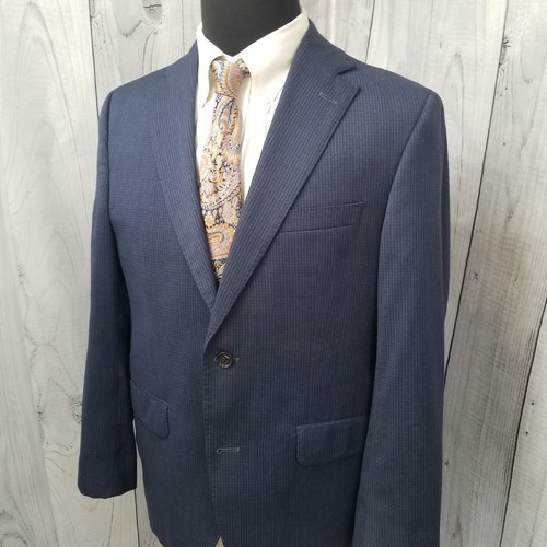 Cremieux Loro Piana Mens Blazer 40s Wool Silk Italy Blue Check Sport Coat Jacket - Picture 4 of 20