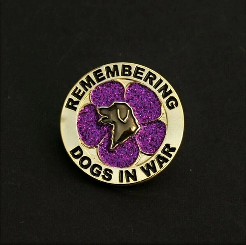PURPLE REMEMBRANCE GLITTER - DOGS - REMEMBRANCE BADGE - GOLD    (P22)