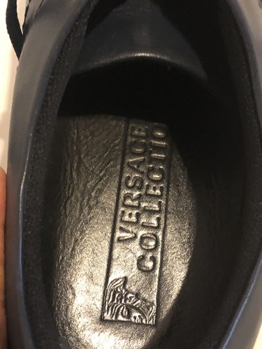 Baskets en cuir homme Versace Collection logo Méduse bleu marine US taille 12 EU 45 - Photo 12/13