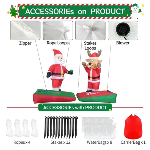 2 * 5FT Christmas Inflatables Cornhole, Santa Claus and Reindeer Play Cornhole B - Picture 2 of 6