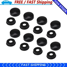 Black License Plate Frame Screw Caps & Bolt Covers Car Truck Cycle 8pcs New