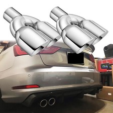 Pair 2.5" ID to 3.5" OD 9.5" Dual Wall Exhaust Pipe Tip Weld-On For Audi A3 8V