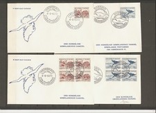 GREENLAND - 14 FDC.  Single and Block of four.