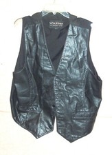 Men's WILSONS black leather front button up vest , XL