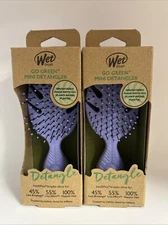 NEW 2 x Wet Brush Go Green Mini Detangler Purple Hair Care Detangling
