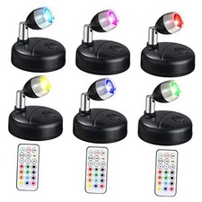 6 Pieces Battery Operated Spotlights Indoor LED Wireless Spotlight Black