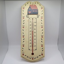 Folk Art Country House Outdoor Thermometer Wo...