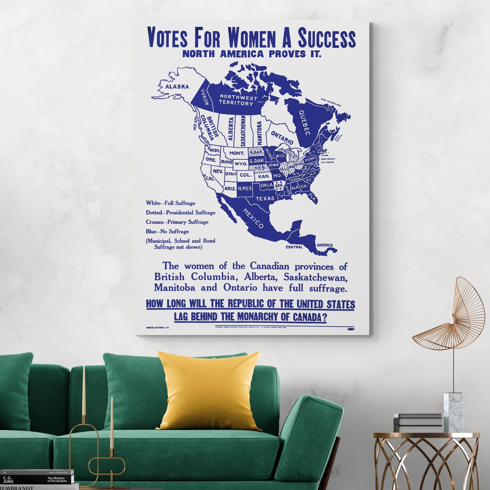 1917 Women’s Suffrage Victory Map – 19th Amendment & Women’s Rights History