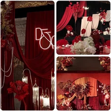 14 Colours Red Velvet Fabric Outdoor Party Embellish Vintage Curtain tablecloth