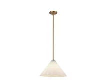 ALORA MOOD Serena 14 in. 1 Light 60-Watt Aged Brass/Opal Glass Pendant Light