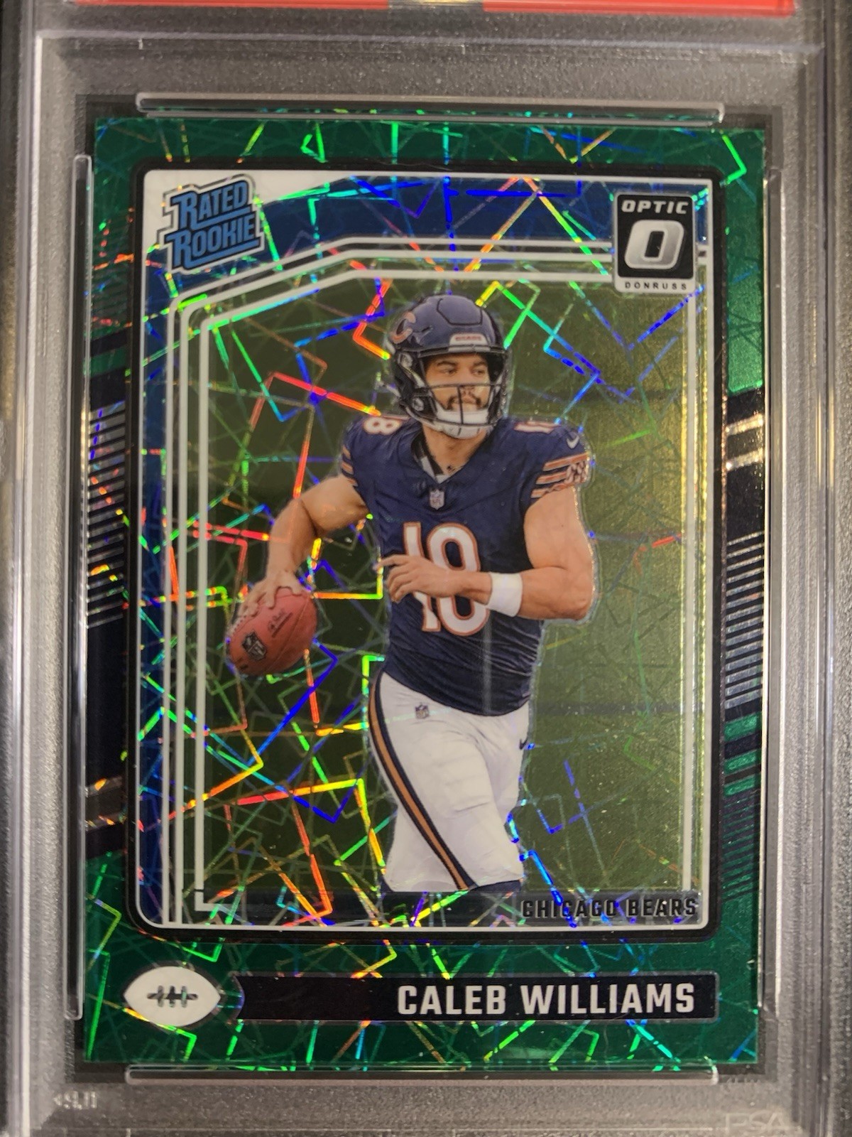 2024 Donruss Optic Caleb Williams #201 Green Velocity (RC) PSA 10 GEM view 2