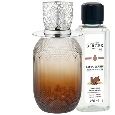 Lampe Berger Geschenkset - Evanescence Rehbraun mit Duft Kraftvolles Leder