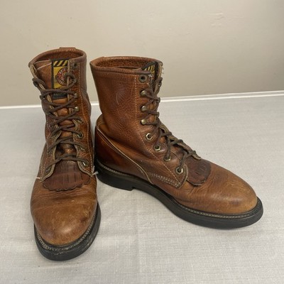 Justin Work Boots Conductor Men C 0762 USA Made Brown Leather