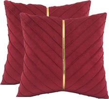 Tosleo Christmas Red Velvet Throw Pillow Covers 24x24 inch Pack of 2 with Gold L