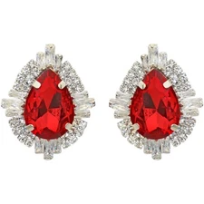 KIRKS FOLLY Divine CZ Teardrop Pierced Earrings sst / red