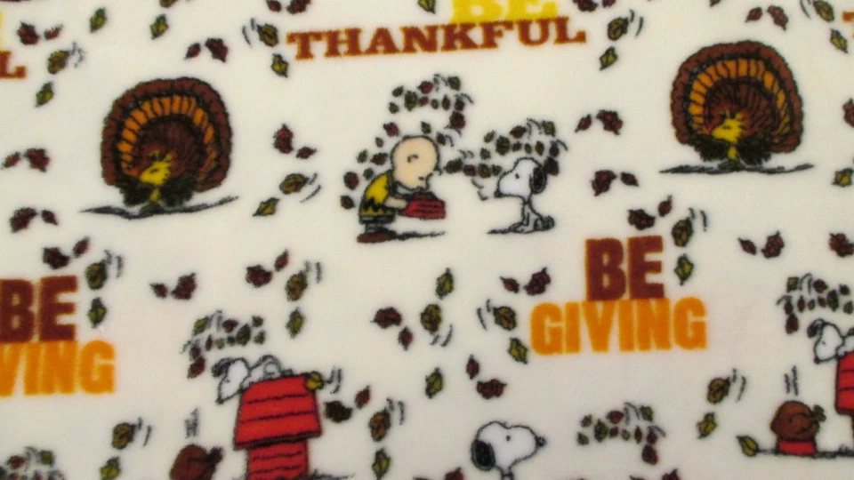 Manta Peanuts Snoopy Charlie Marrón Otoño Otoño Be Thankful Fleece Throw 55x70 Foto 3 de 4