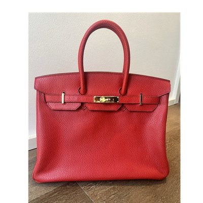 Original HERMÈS Birkin30-Tasche aus rotem Leder mit goldfarbener Hardware