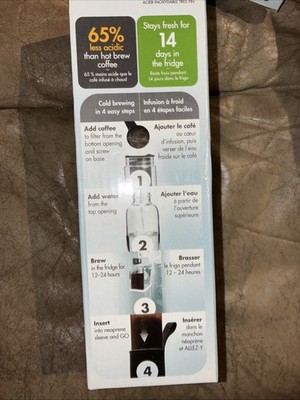 Primula PCGBK-1220 Cold Brew Clear Glass Bottle With Stainless Filter Travel New