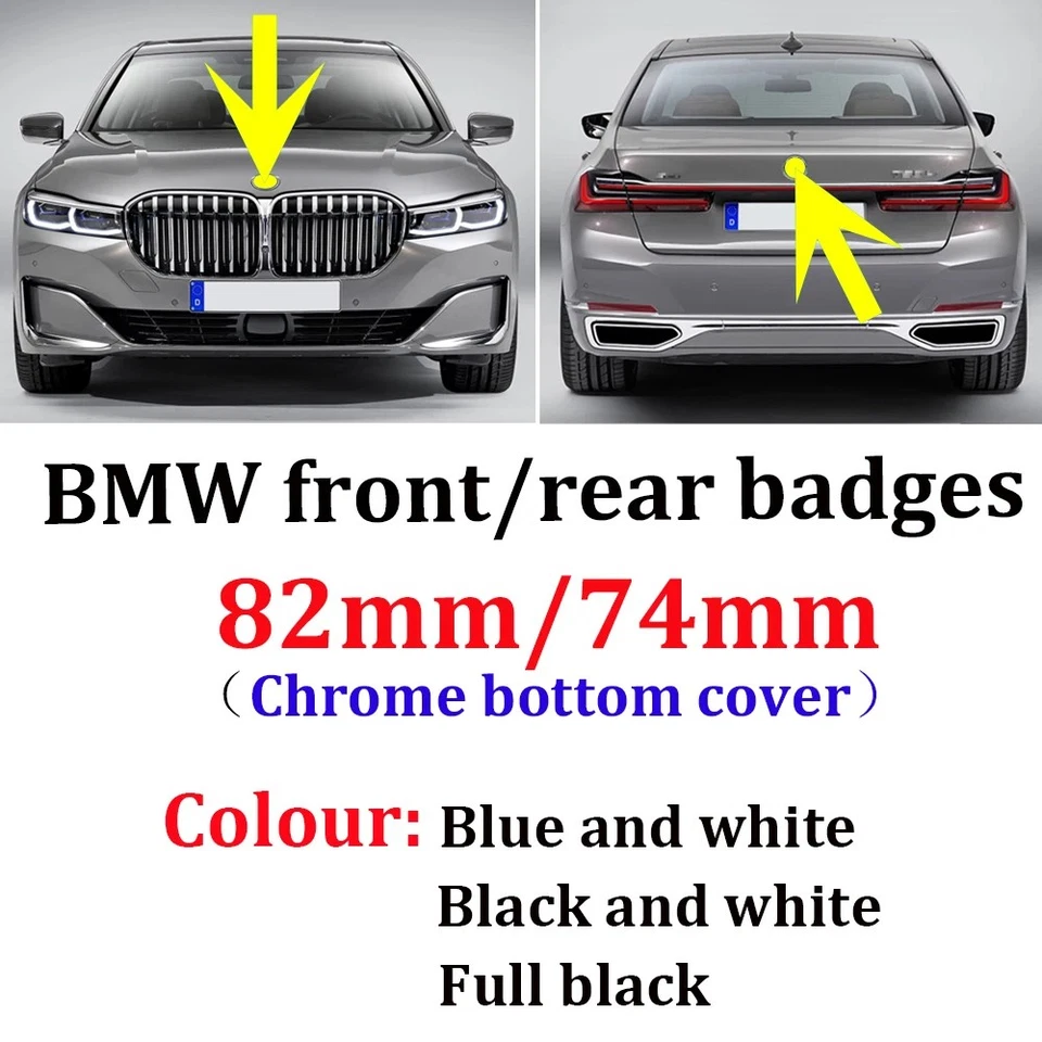 2PCSx Front Hood Emblem (82mm & 74mm) For B-M-W Badge 51148132375 Foto 2 de 4