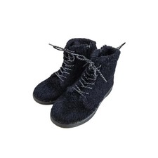 Dr. Martens Pascal Fuzzy Faux Fur Combat Boots Black 90s Grunge Girls Sz 2