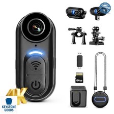 4K Mini Body Camera 64GB WiFi Wearable POV Action Cam Charging Case Helmet