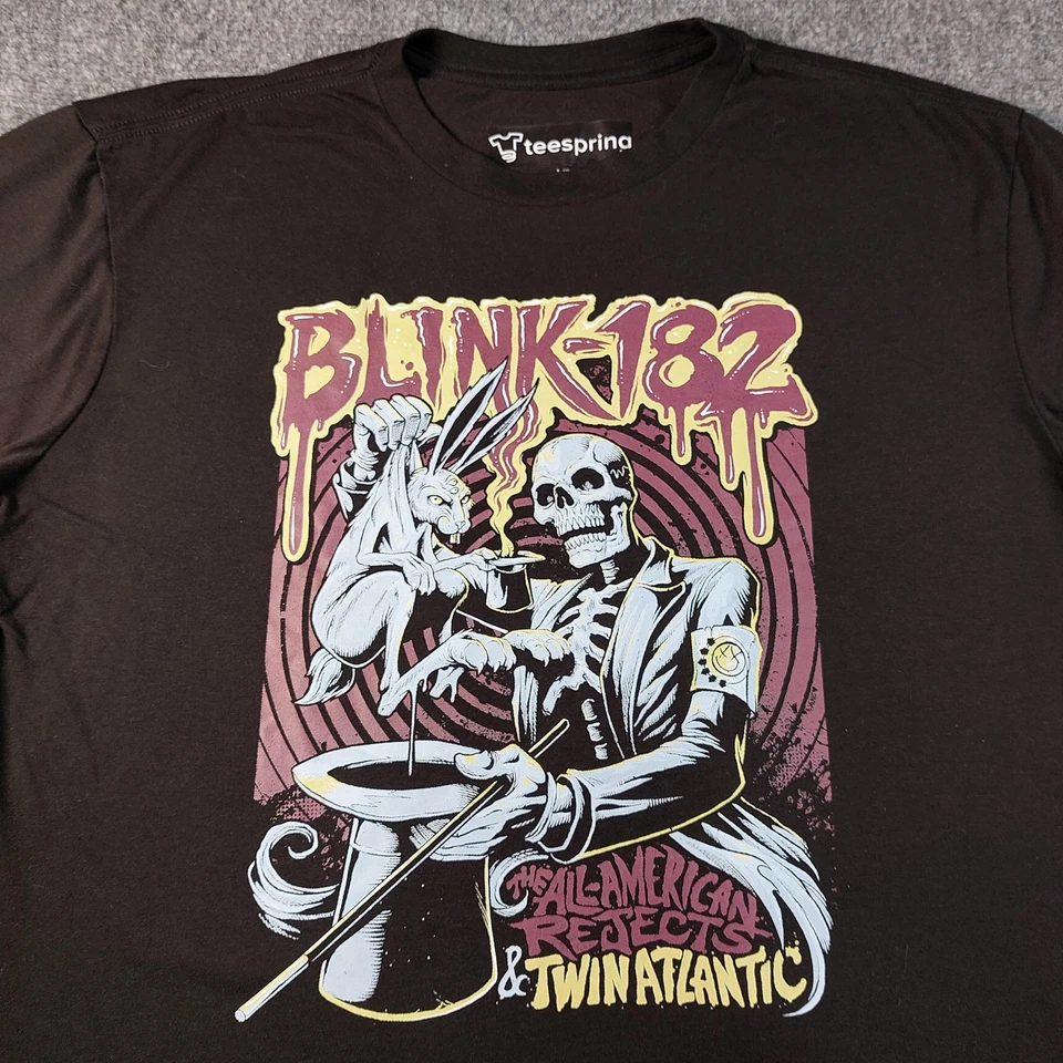 Camisa Blink 182 Para Hombres Grande Negra Esqueleto Mago Tour All American Rejects Camiseta Foto 4 de 4