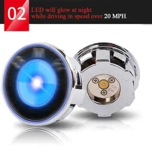 Tapacubos centrales de rueda de 62 mm LED flotantes azules autoalimentados para Land Rover negros Foto 4 de 4