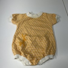 VTG Health Tex 70  s Baby Bubble Romper Orange Geometric Embroidered Bunny 9M