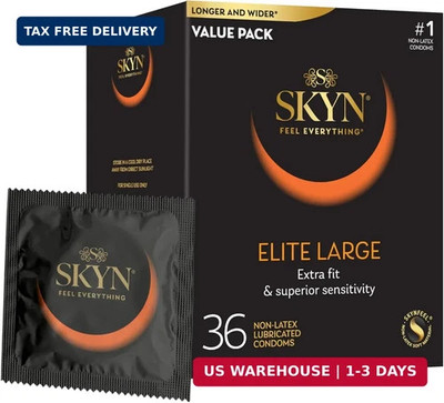 SKYN Elite Large Condoms - 36 Count - Ultra-Thin, Lubricated Latex-Free Condoms,